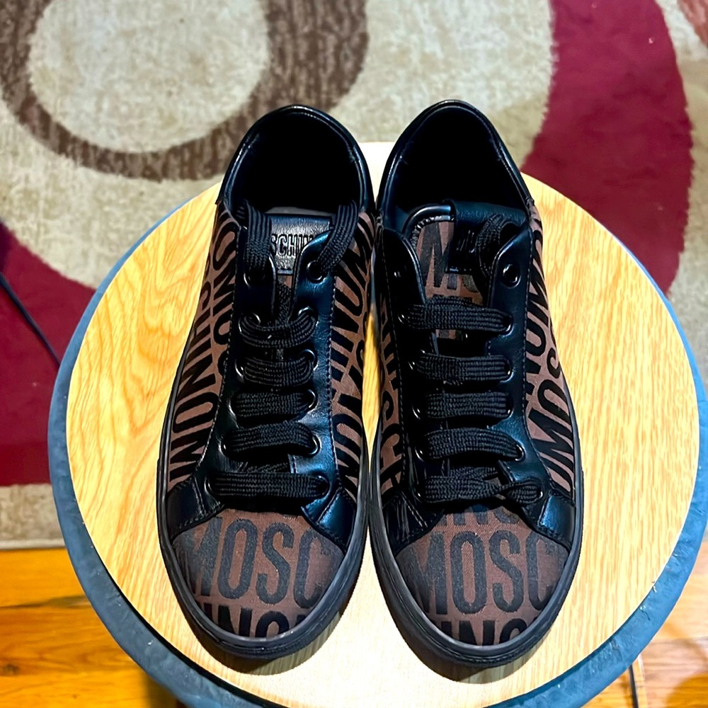 Moschino Monogrammed Lace-Up Sneakers
